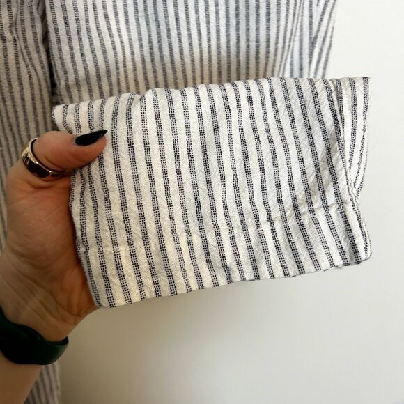 Gap Womens Easy Pant Size Large Linen Elastic-waist Off White Stripe Lounge - Picture 4 of 16